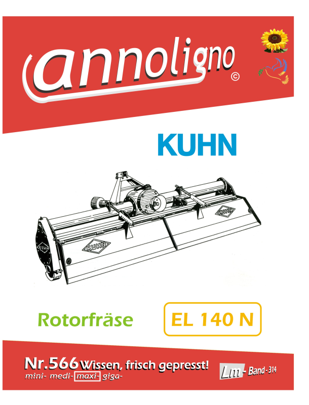 KUHN Rotorfräse Typ EL 140 N Bild- Ersatzteilliste & Explosionszeichnungen - annoligno 566